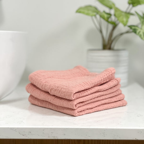 Ohbubs Cotton Washcloths - 3 Pack - Dusty Pink - Oohbubs