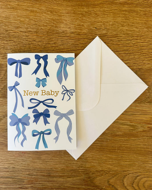 Card - New Baby- Blue Bows