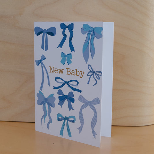 Card - New Baby- Blue Bows