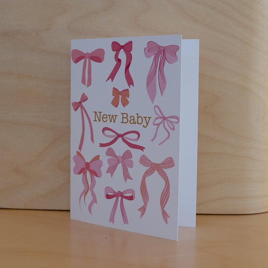 Card - New Baby- Pink Bows