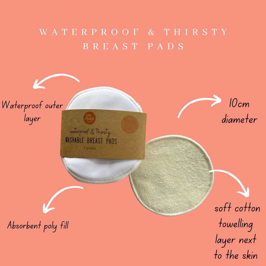 Ohbubs Waterproof & Thirsty Washable Breast Pads (3 pair)